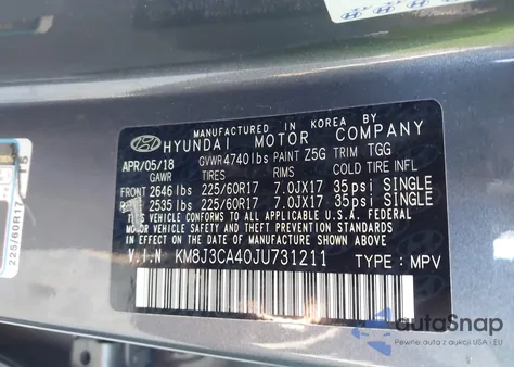 2018 Hyundai Tucson Sel from USA, damaged, VIN KM8J3CA40JU731211